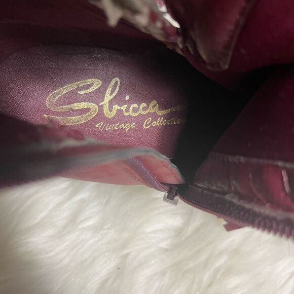Sbicca Zepp synthetic Wine Red Wedges Ankle boots fringe accent SZ7.5 - Picture 8 of 11